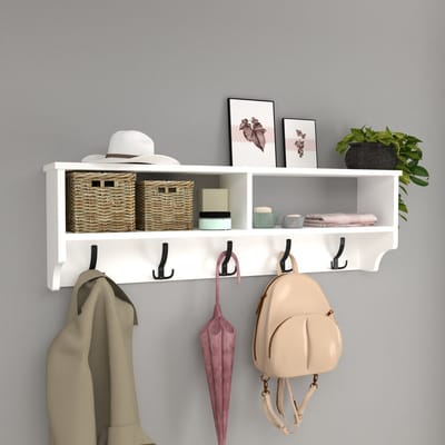 Wandkapstok Åstorp met 2 vakken 37x120x22 cm wit