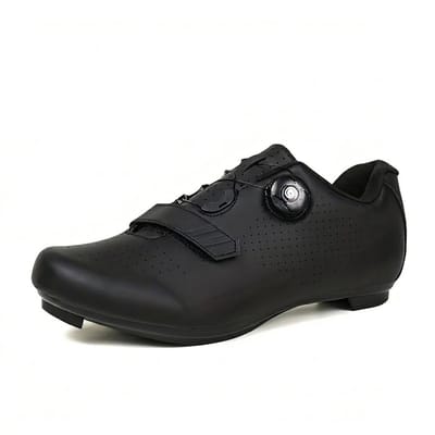 Diep zwarte wielren schoenen met klik pedalen unisex fietsschoenen maat 42 MTB schoenen heren dames ademende racefiets schoenen met draaiknop sluiting compatibel met klikpedalen