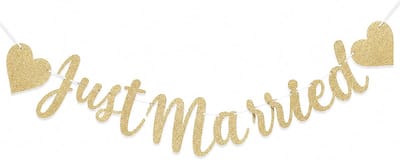 Just Married Garland Decoration Gold Wedding Garland Garland Just Married Car Decoration Wedding Banner for Wedding - ShopVlot