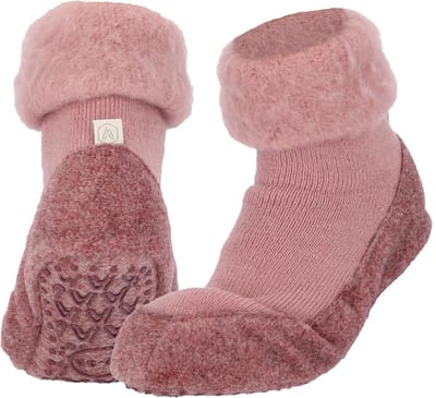 Heat Essentials - Wollen Pantoffel Sokken - Paars - 41/42 - Pantoffels Dames - Sloffen Dames - Unisex - Antislip Sokken - Huissokken
