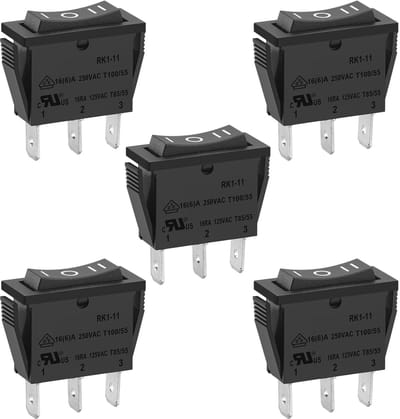 Dailygoody Rocker Switch On-Off-On 5 Stuks Zwart Toggle Switch Voor