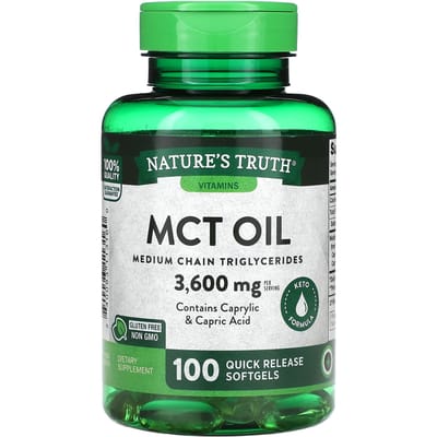 Nature's Truth, Vitaminen, MCT-olie, 3.600 mg, 100 Snel oplosbare zachte capsules (1.200 mg per softgel)