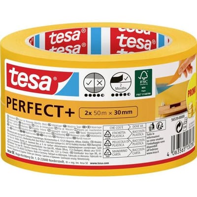 tesa Perfect+ 56539-00000-00 Schilderstape Geel (l x b) 100 m x 30 mm 2 stuk(s)