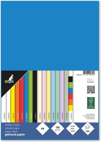 Kangaro papier - A4 - 120 gram FSC - pak 100 vel - blauw
