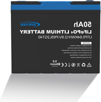 Lithium LifePO4 Batterij - Accu Camper Boot - Energie Opslag - Zelfverwarming Onder 0°C - 50 Ah - Zwart