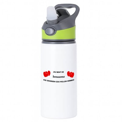 Hacebo® - jij bent de bonusoma die iedereen zou willen hebben waterfles met rietje groen - Oma - geweldige oma - liefste oma - verjaardag - cadeau - kado - bedankje - geschenk - water fles - 650ML