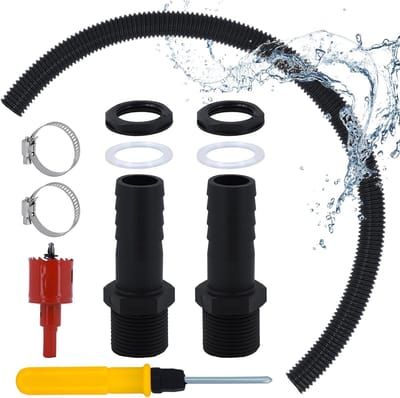 Verbindingsset voor regenton met overloop en 1 inch slang voor regenwater, 100 cm lang, ideaal voor watertanks en regenvaten