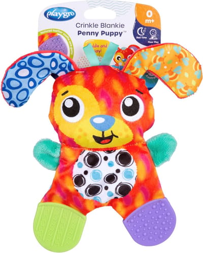 Crinkle Blankie Penny Puppy- rammelaar - Speelgoed Baby -knuffeldoekje - Baby Speelgoed - Educatief baby speelgoed- bijtring