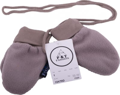 P&T Wanten Baby met Touwtje - Micro Fleece - Donker Beige - 0-1j