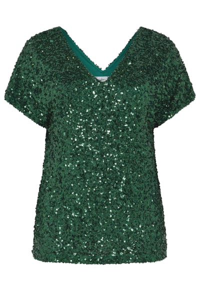 Yours London Groene Top Met Pailletten Size 42