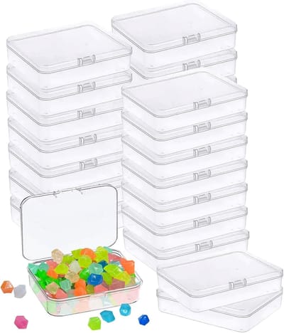 12 stuks lege opbergdozen - Opbergdozen - met deksel - Rechthoekig - Kunststof - Eén stuk met klapdeksel - Voor het verzamelen van kleine voorwerpen, kralen, spelstukken, vislokmiddelen, knutselaccessoires - 8,5 x 6,1 x 2,5 cm - Transparant