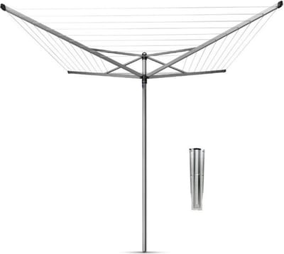 Brabantia Topspinner Droogmolen - 60 m - met Metalen Grondanker - Metallic Grey
