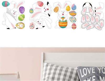 Dailygoods- Muurstickers Konijnen - Cartoon Dierenstickers - Kinderkamer Muurstickers - Afneembaar en Herbruikbaar - PVC Materiaal - Milieuvriendelijk - Wanddecoratie