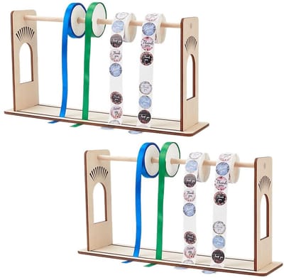 MTTproducts- Labelhouder Set van 2 - Houten Etikethouder - Label Dispenser - Organiser - 39x11.5x21 cm - Eenvoudig en Elegant - Labeldispenser