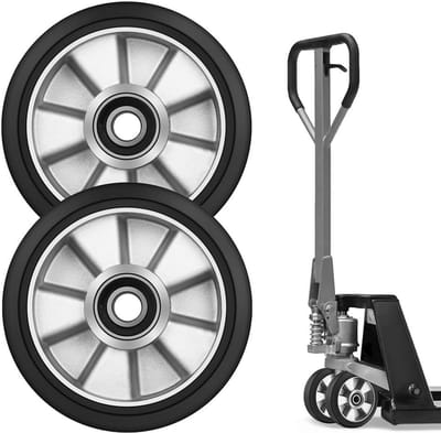 Set van 2 Hefwagenrollen Rubberen Wielen 200x50 mm met Kogellagers