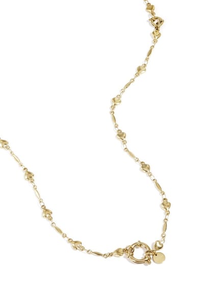 Afneembare 2-in-1 ketting met hartvormige schakels. gemaakt van roestvrij staal en voorzien van een bijpassende armband.