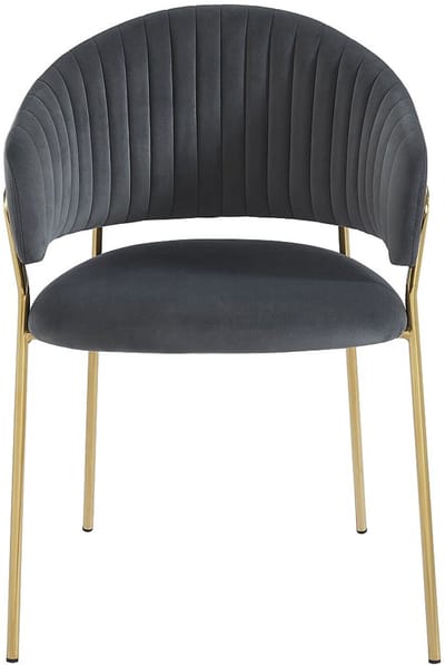 Vente-unique Set van 2 stoelen van velours en goudkleurig metaal - Grijs - MADOLIA - van Pascal Morabito
