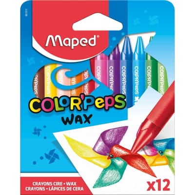 Maped waskrijt Color'Peps, doos van 12 stuks in geassorteerde kleuren