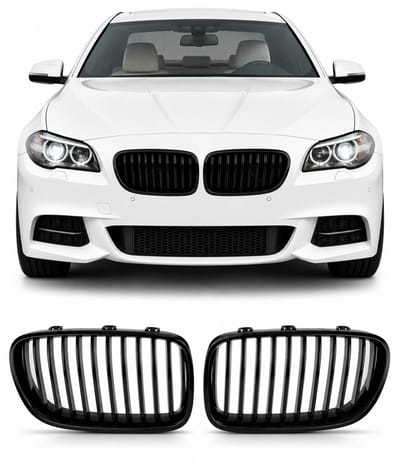 Grill Nieren Geschikt Voor BMW 5 Serie F10 F11 2010-2017 Hoogglans Zwart Enkele Spijlen