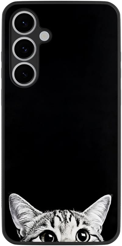 Hoesje geschikt voor Samsung Galaxy S24 FE - Kat kiekeboe - Zwart - TPU case - Print - Hardcase zwart telefoonhoesje