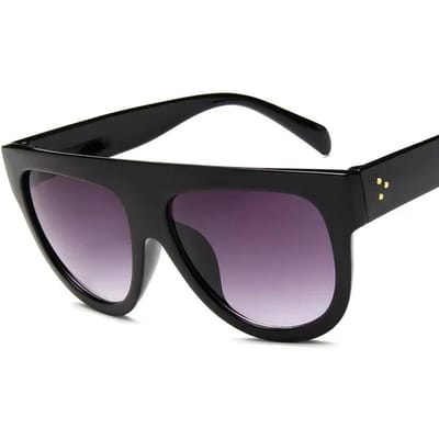 Lunettes de soleil tendance demi-ronde pour femme, designer, surdimensionnées, grande monture, lunettes de soleil pour femme, mode extérieure Other black
