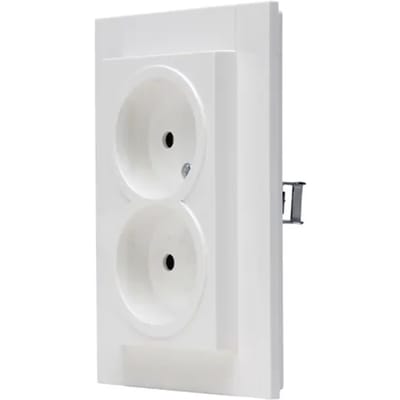Kopp Athenis – Dubbele wandcontactdoos inbouw ongeaard (helder wit)