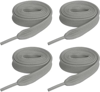 Dailygoods - QUARKZMAN 2 paar platte schoenveters, 6,9 x 61 cm, polyester, platte elastische veters voor sneakers, skates, schoenen, laarzen, grijs