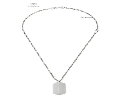 Frank 1967 7FN-0086 – Ketting Heren – Schakelketting – Ketting met Hanger – Zilverkleurig Roestvrij Staal – 60+10 cm – Cadeau voor Mannen