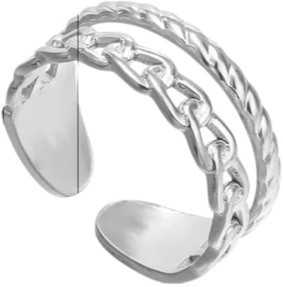 Aramat Jewels - RVS damesring verstelbaar - 2 lijnen design - One size