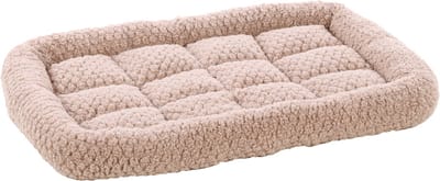 Hondenkussen – Benchkussen – Extra zacht hondenkussen 55 x 38 cm – Geschikt voor hondenbench en kattenkussen – Flamingo Jacquard Rechthoekig Taupe