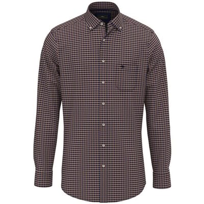 Fynch-Hatton Overhemd Small Check Button Down Hazel / male