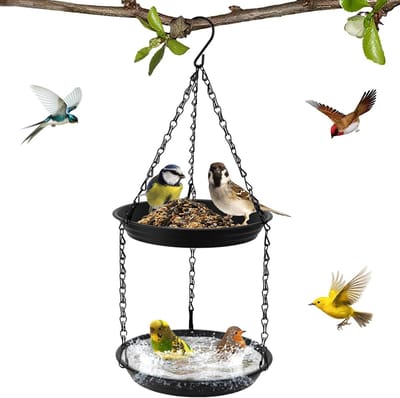 Hanging Bird Drinking Bowl en Voederdispenser, Twee-fasen Ontwerp, Plastic Voederstations voor Wilde Vogels, Ideaal voor Tuin en Balkon