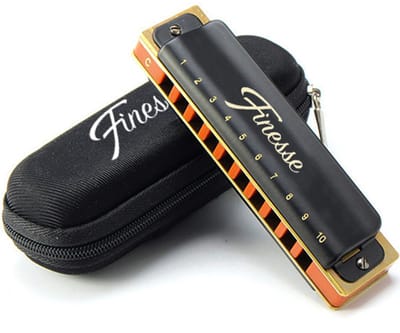 Finesse Premium Mondharmonica Pro – C Majeur – met Case - voor Volwassenen & Kinderen - Zwart