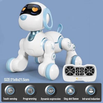 Leuke afstandsbediening robot elektronische hond stunthond spraakopdracht aanraakgevoelige muzieklied robot hond jongen meisje kinderen slim vroeg onderwijs speelgoed blauw