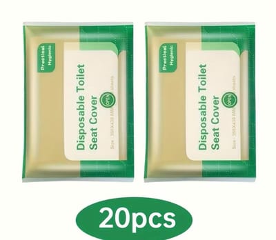 20 stuks wegwerp wc-brilhoezen, 3x5 inch, waterdichte papieren beschermhoezen, draagbare verpakking voor openbare toiletten, vliegtuigen, kamperen