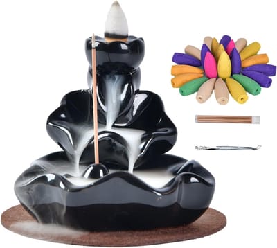 HEZIVO® Wierookhouder Waterval - Wierook Houder - Wierook Brander - Ontspanning - 10 Stuks Wierook Kegels