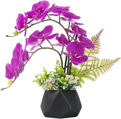 Kunstorchidee in pot - Nep bloemen - Woonkamer decoratie - Echte touch materiaal - Totale hoogte 39 cm - Wit