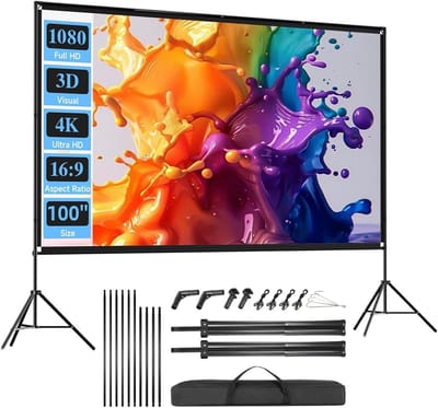 Opvouwbaar 100 inch projectiescherm voor buiten met statief - 16:9 HD filmscherm voor tuinfesten en binnenbioscoop