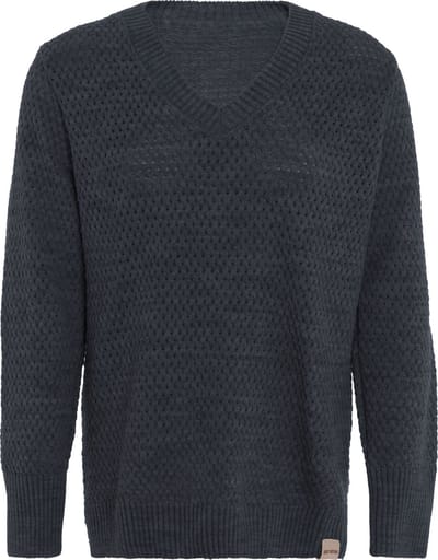 Knit Factory Ilse Gebreide V-hals Trui Gebreide Dames Trui - Grof gebreid - Trui dames winter - Pullover dames - lange mouw - Wintertrui - Damestrui - Boothals - Antraciet - 36/38