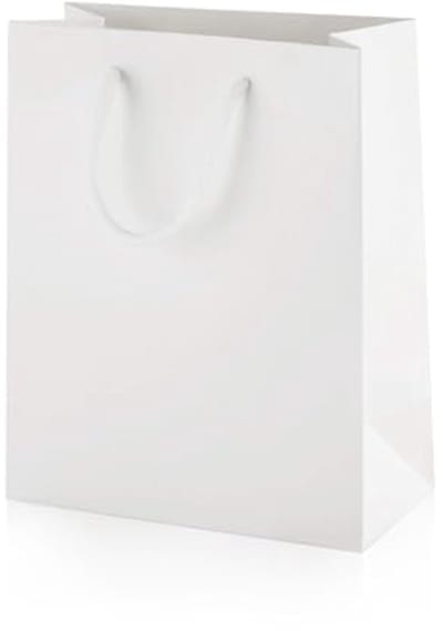 Witte Luxe Papieren Cadeauzakjes met Matte Afwerking en Touw Handvatten - Medium 200x100x240mm