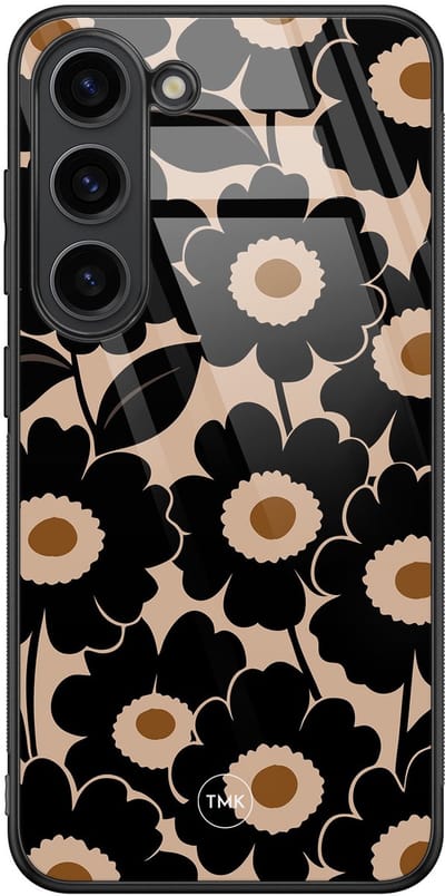 Hoesje geschikt voor Samsung Galaxy S23 - Bloom luxe - Zwart - TPU luxe case (glossy toplaag) - Bloemen - Hardcase backcover zwart