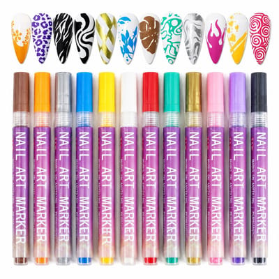 Acrylmarkers voor nailart - 12 kleuren - Highlights en contouren - DIY-nageldecoratie - Geschenkverpakking