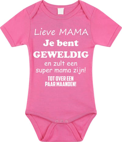 Baby rompertje met leuke tekst | Lieve mama je bent geweldig |zwangerschap aankondiging | cadeau papa mama opa oma oom tante | kraamcadeau | Maat 80 roze
