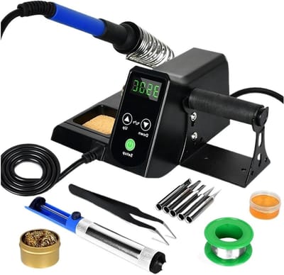 Soldeerstation Kit - Soldeerbout Set - Elektronica Repareren - Digitaal Display - 60W - Grijs