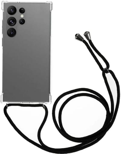 Schokbestendig Transparant Hoesje met Koord Geschikt voor Samsung Galaxy S25 Ultra | Shockproof Back Cover met Ketting | Flexibel TPU | Doorzichtig