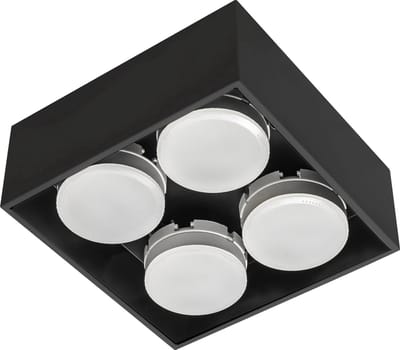 Cube Plafonniere met 4 lichtpunten - Draaibaar licht - Staal - 20 x 20 cm - GX53 - Zwart - Plafonnieres - Plafoniere slaapkamer - Plafondlamp - Plafondlampen - Badkamerlamp - Plafond lamp