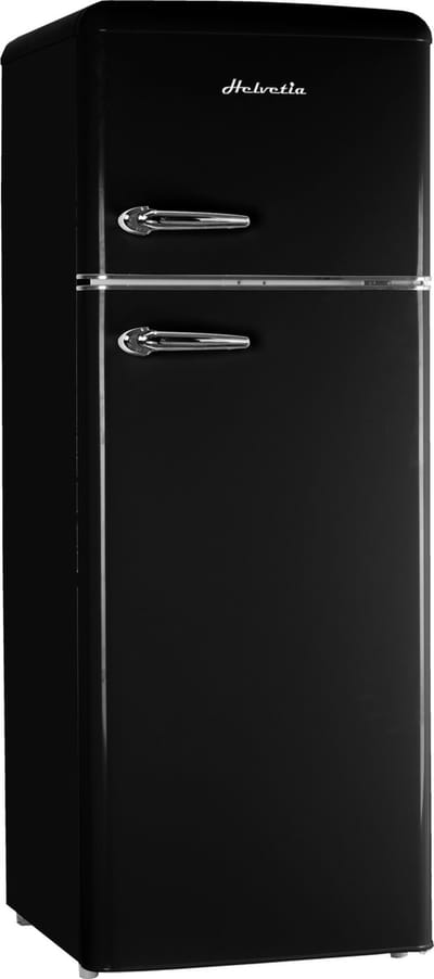 Helvetia Retro Koelvriescombinatie HRDPER206EN1 - Zwart - 144 cm Hoog - 4ster Vriezer - Vintage - 206 Liter