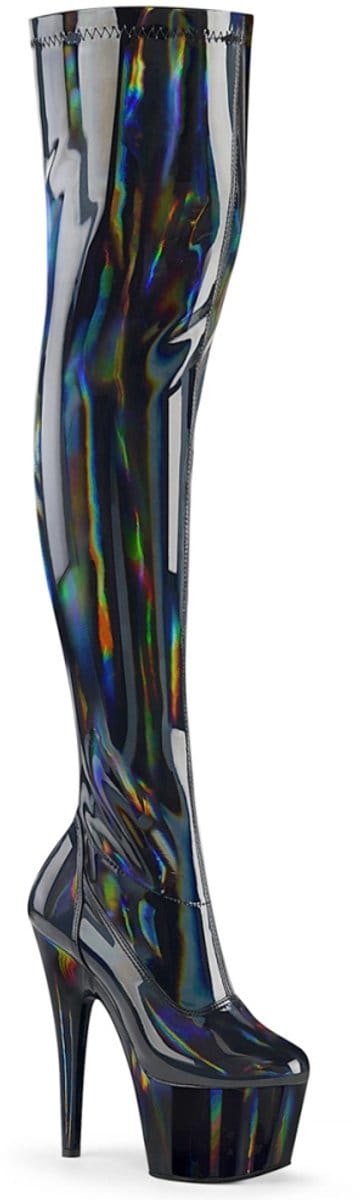 Pleaser - ADORE-3000HWR Plateau Overknee Laarzen - Paaldans schoenen - 35 Shoes - Zwart