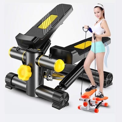 Mini stepper - Fitness trainer - Onderlichaam trainen - Met weerstandsbanden - 7 kg - Zwart