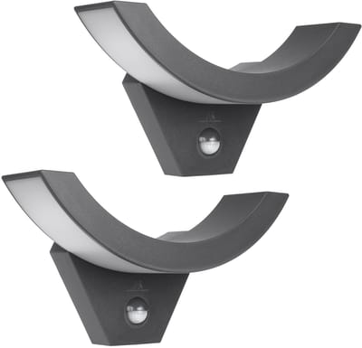 Maclean MCE290 GR - Set van 2 stuks Wandlamp - buitenlamp - LED-lamp met bewegingssensor, PIR-sensor, Grijs, 10 W, IP54, 800 lm